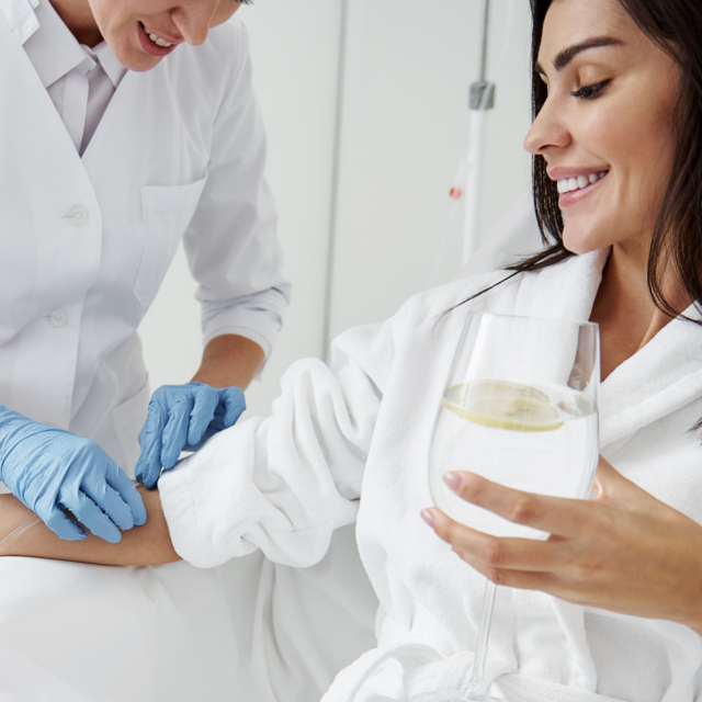 Happy Healthy client receiving IV Nutrition